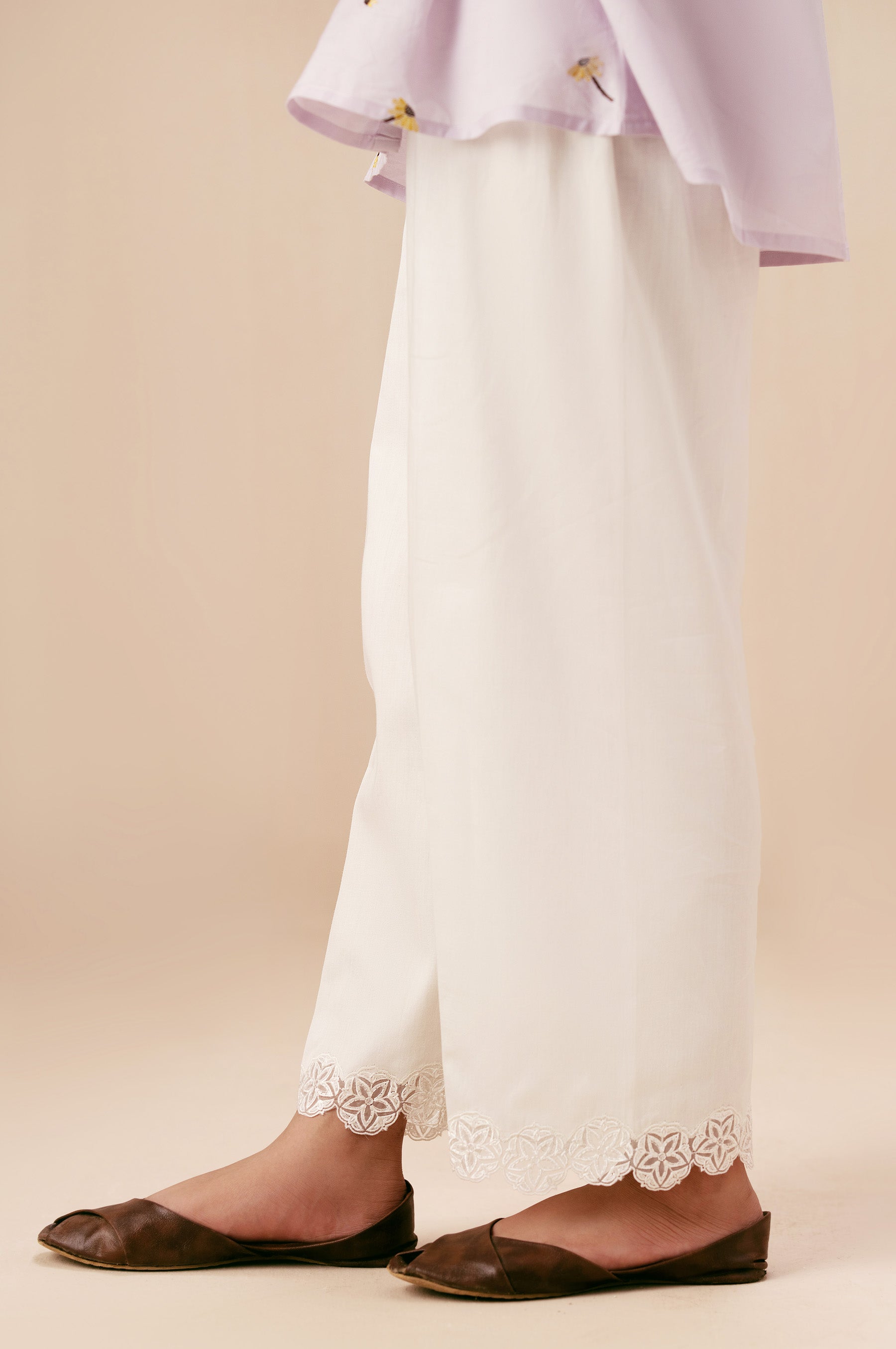 Stitched 1 Piece Embroidered Cotton Satin Narrow Shalwar